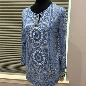 Ruby Rd. Blue and White Blouse